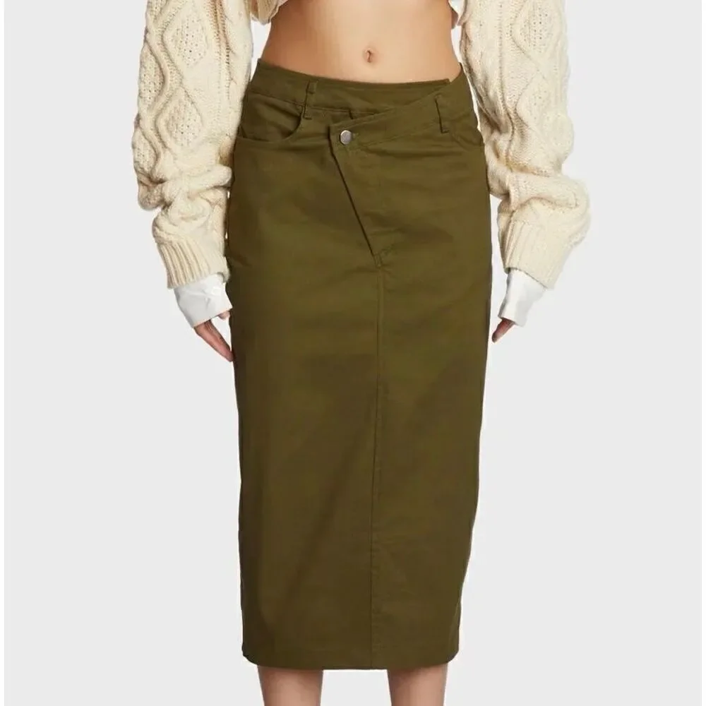 Olive twill skirt
